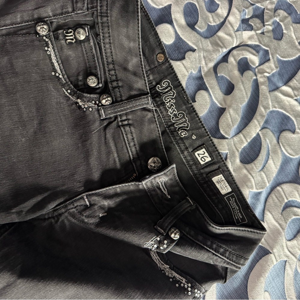 Miss Me Charcoal Embellished Skinny Jeans - Picture 3 of 6